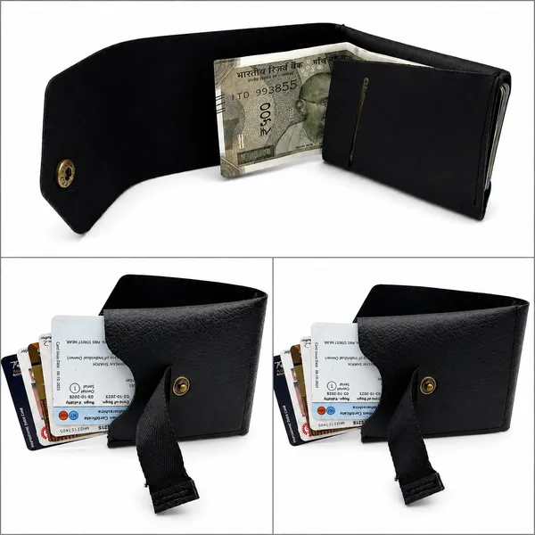 Black_Faux_Leather_Textured_Bi-Fold_Wallet_For_Women