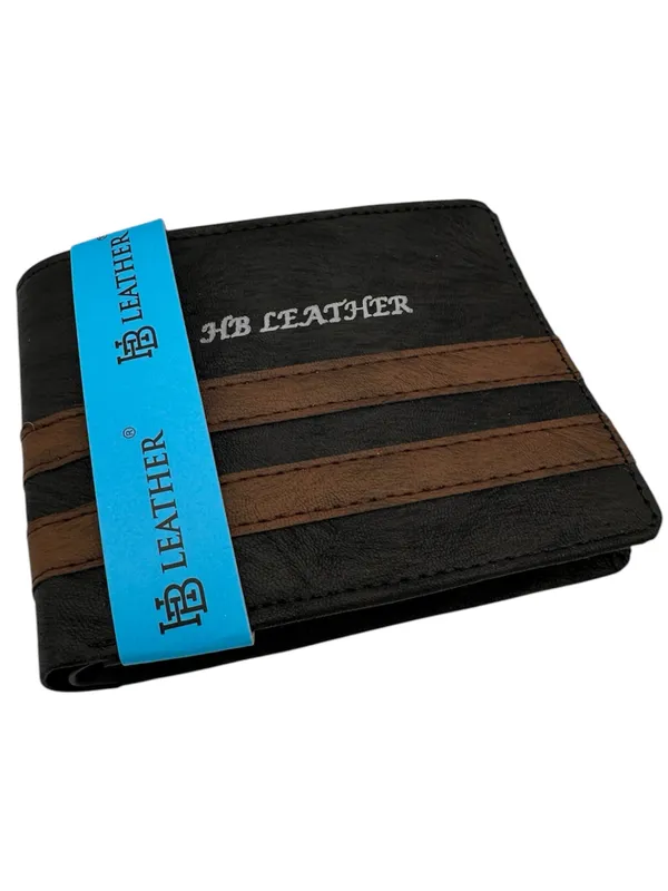 Black_Faux_Leather_Striped_Bifold_Wallet_For_Men