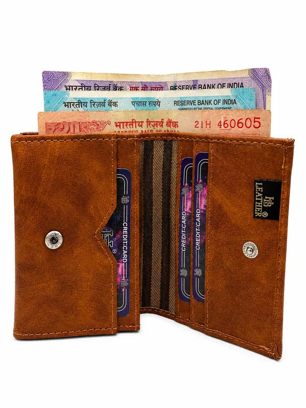 Brown_Faux_Leather_Snap_Pocket_Bifold_Wallet_For_Men