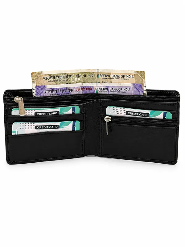 Black_Faux_Leather_Textured_Bifold_Wallet_For_Men