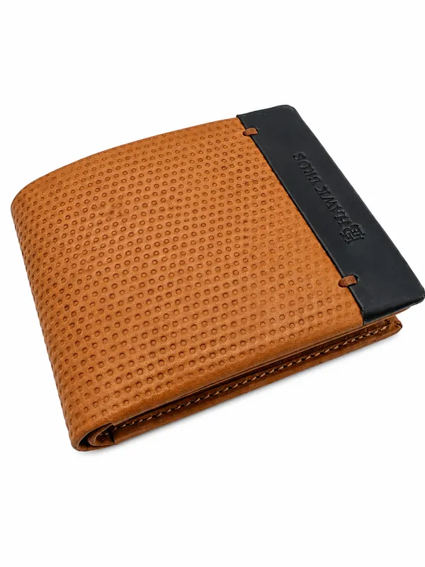 Brown_Textured_Leather_Two-Tone_Bi-Fold_Wallet_For_Men