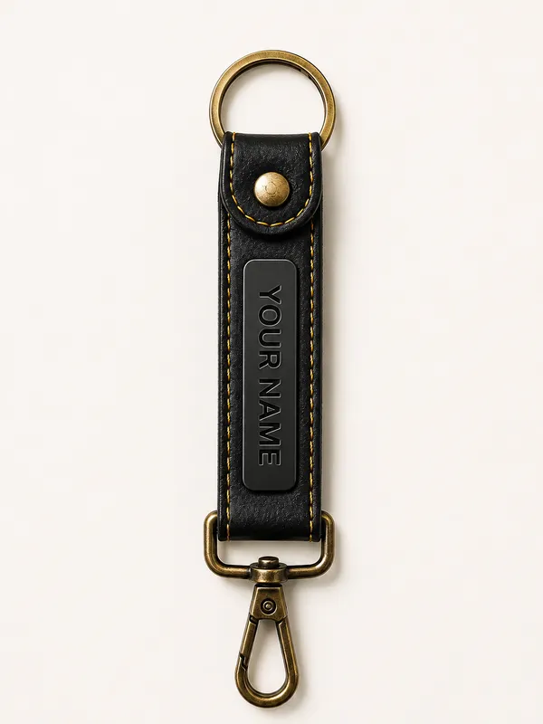 Black_Faux_Leather_Name_Keychain_For_Men