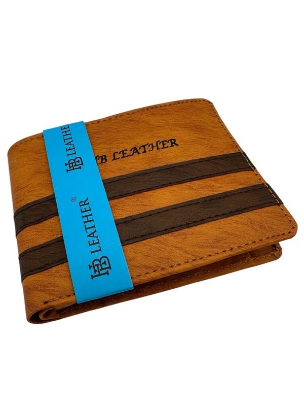 Brown_Faux_Leather_Contrast_Band_Bifold_Wallet_For_Men