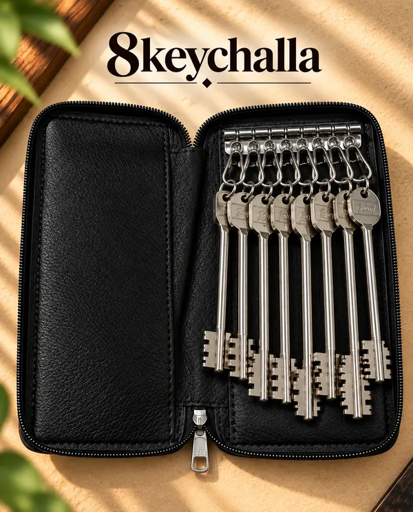 Black_Faux_Leather_Key_Pouch_For_Unisex