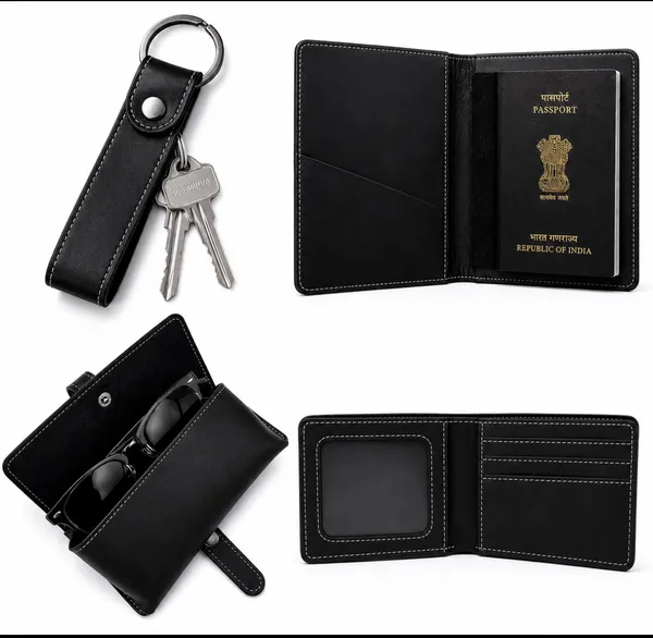 Black_Faux_Leather_Travel_Accessory_Set_For_Men_Pack_Of_4