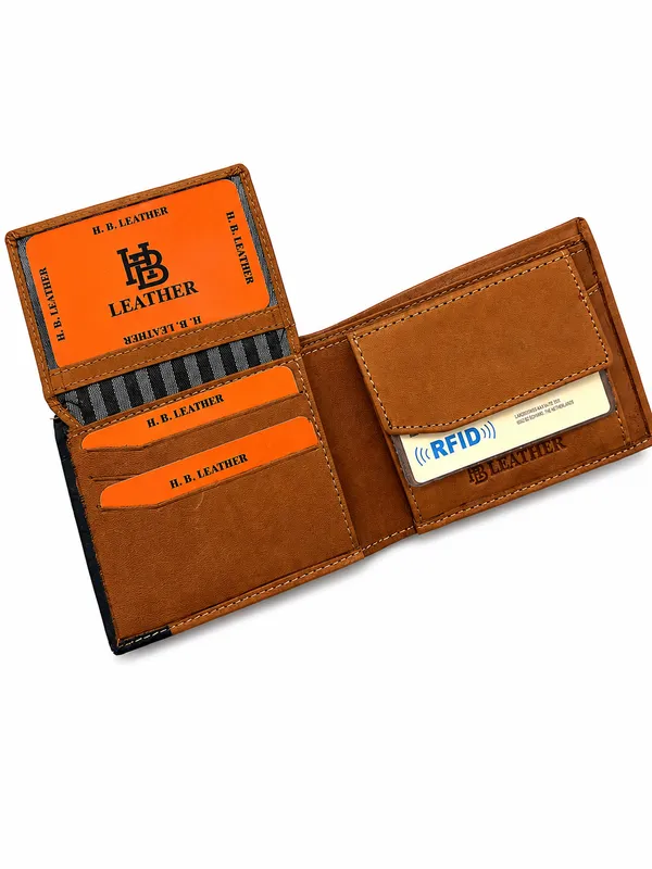 Brown_Textured_Leather_Two-Tone_Bi-Fold_Wallet_For_Men