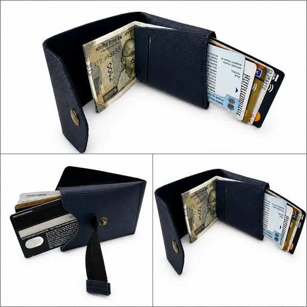 Navy_Faux_Leather_Textured_Bifold_Wallet_For_Women
