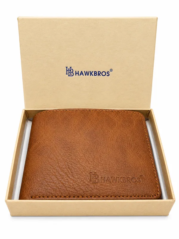 Brown_Faux_Leather_Contrast_Stitch_Bifold_Wallet_For_Men