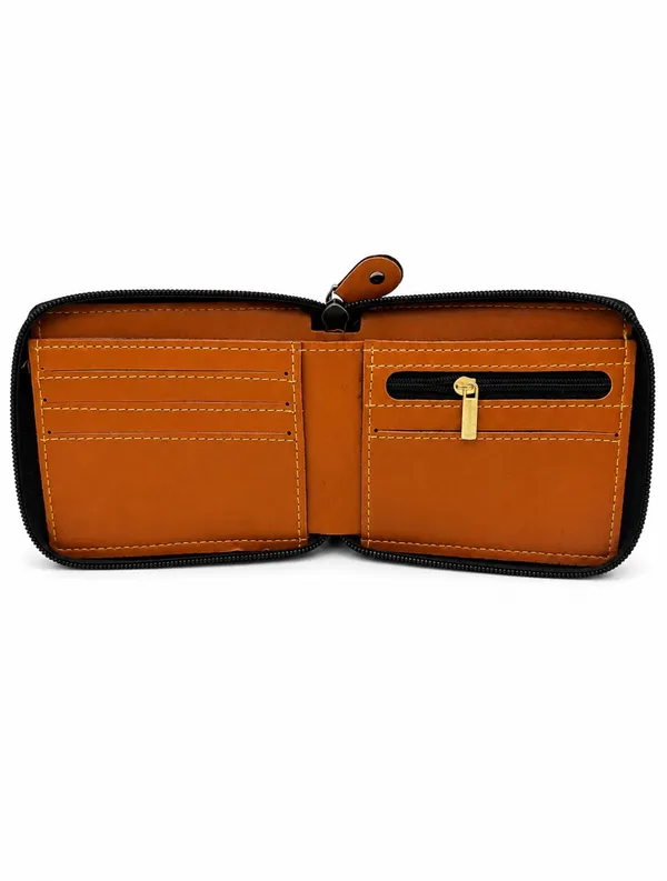 Brown_Faux_Leather_Zip-Around_Zipper_Wallet_For_Men
