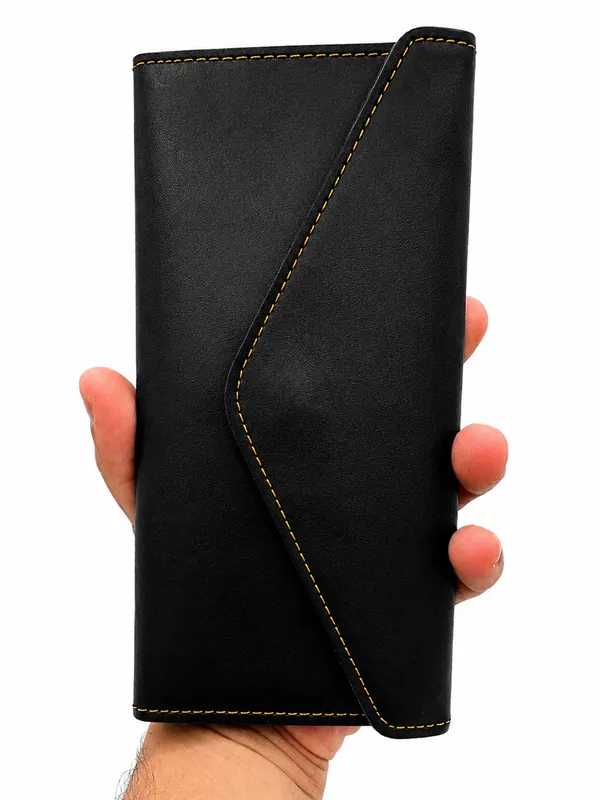 Black_Faux_Leather_Long_Wallet_For_Women