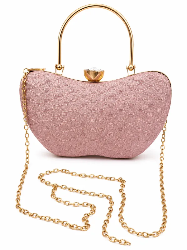 Pink_Faux_Leather_Frame_Clutch_Handbag_For_Women