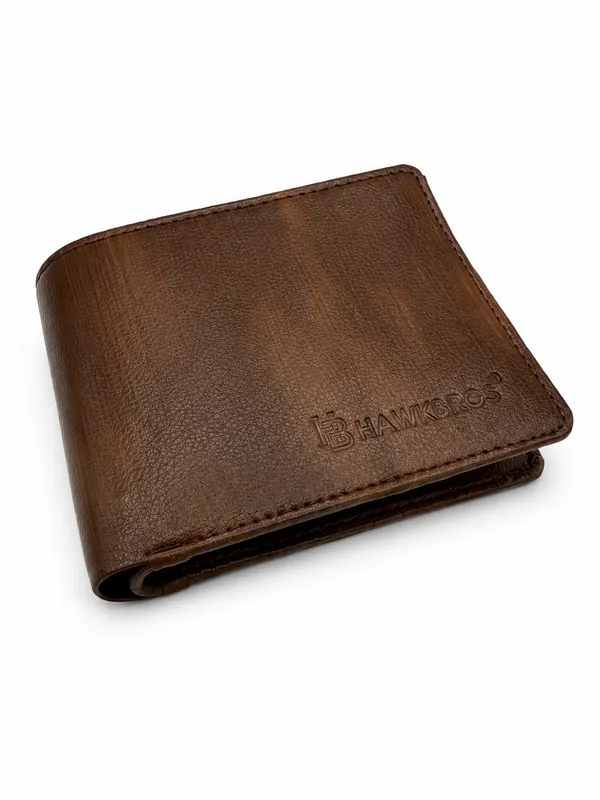 Brown_Faux_Leather_Textured_Bi-Fold_Wallet_For_Men