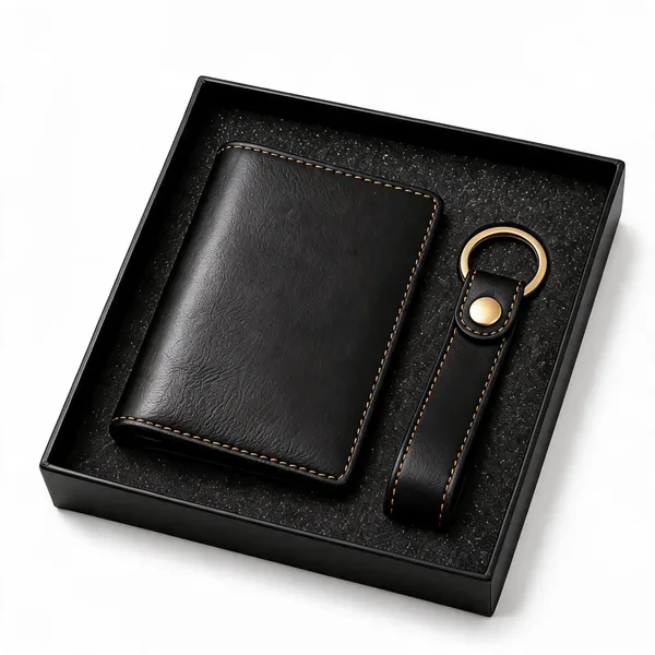 Black_Faux_Leather_Wallet_And_Keyring_Set_For_Men_Pack_Of_2