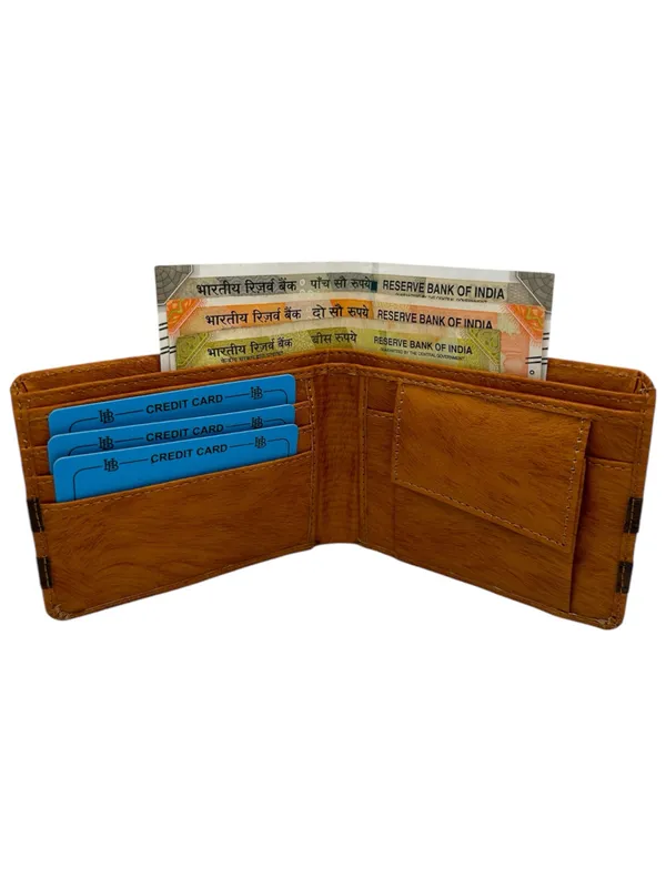 Brown_Faux_Leather_Contrast_Band_Bifold_Wallet_For_Men