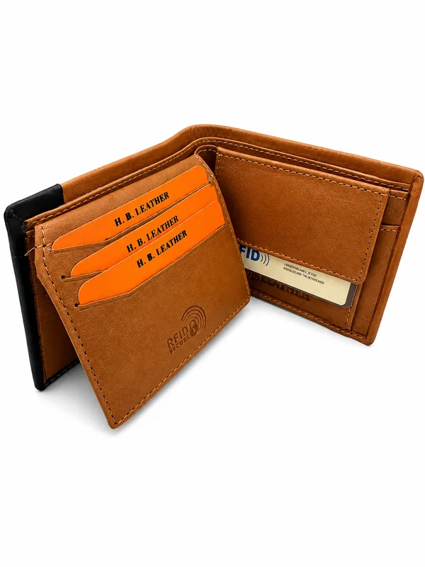 Brown_Textured_Leather_Two-Tone_Bi-Fold_Wallet_For_Men