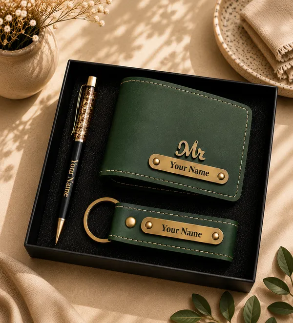 Green_Faux_Leather_Wallet_Pen_And_Keychain_Gift_Set_For_Men_Pack_Of_3