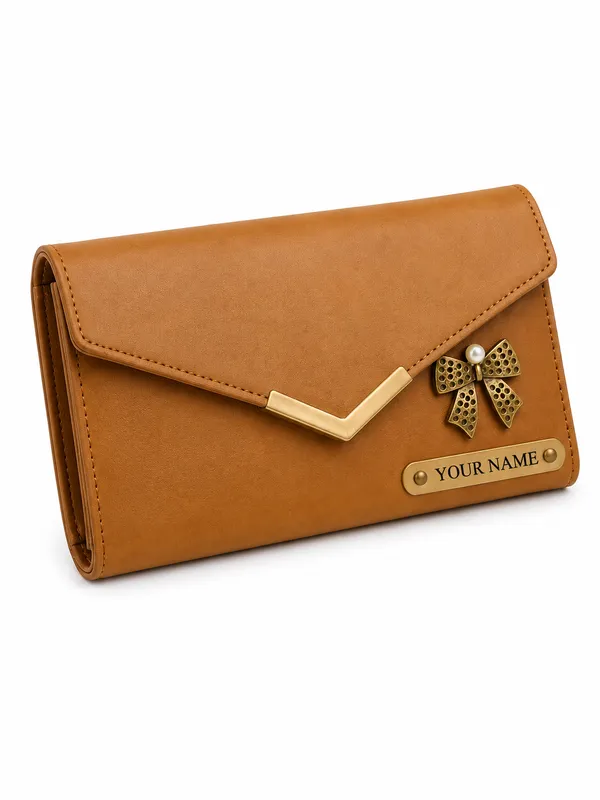 Tan_Faux_Leather_Foldover_Wallet_Clutch_For_Men