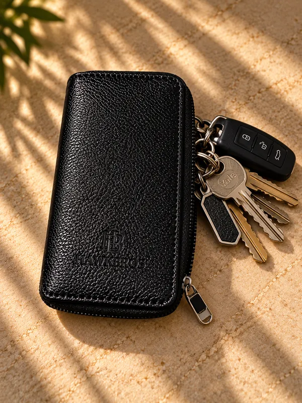 Black_Faux_Leather_Key_Pouch_For_Unisex