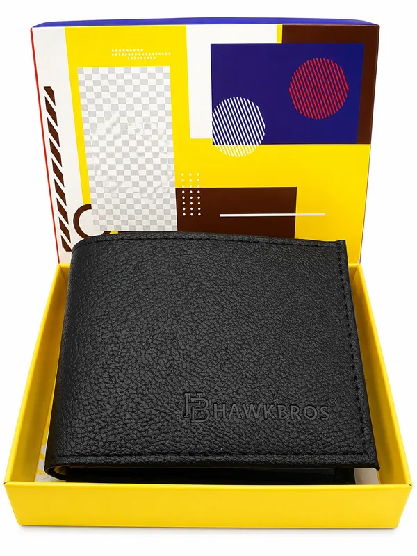 Black_Faux_Leather_Textured_Bifold_Wallet_For_Men