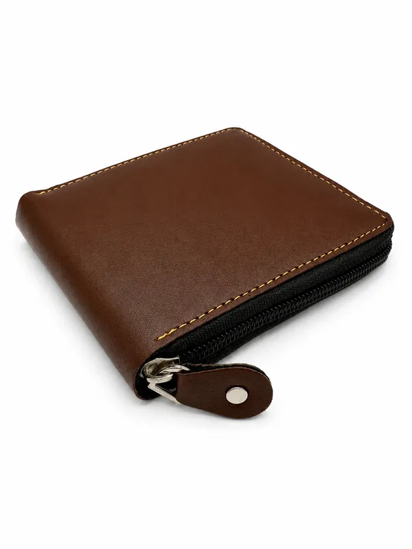 Brown_Faux_Leather_Zip_Around_Wallet_For_Men