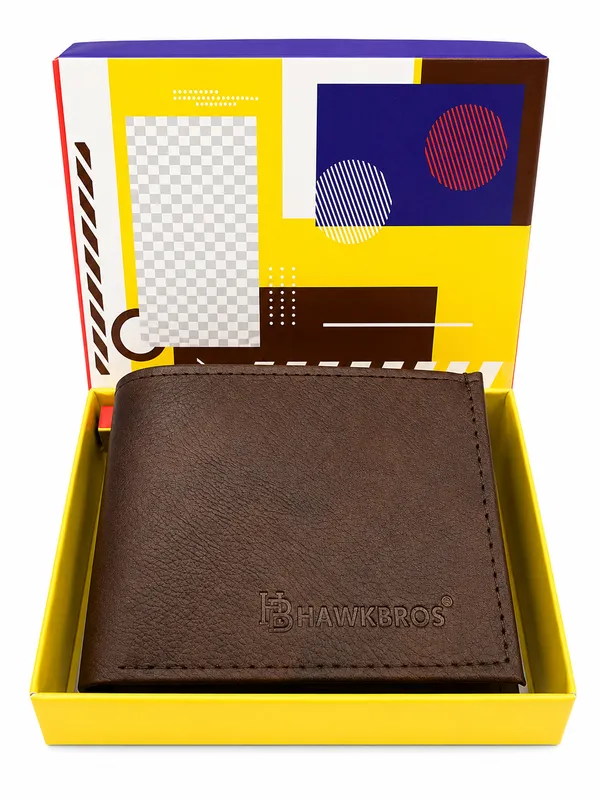 Brown_Faux_Leather_Textured_Bifold_Wallet_For_Men