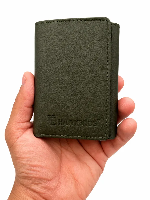 Green_Faux_Leather_Textured_Compact_Wallet_For_Men