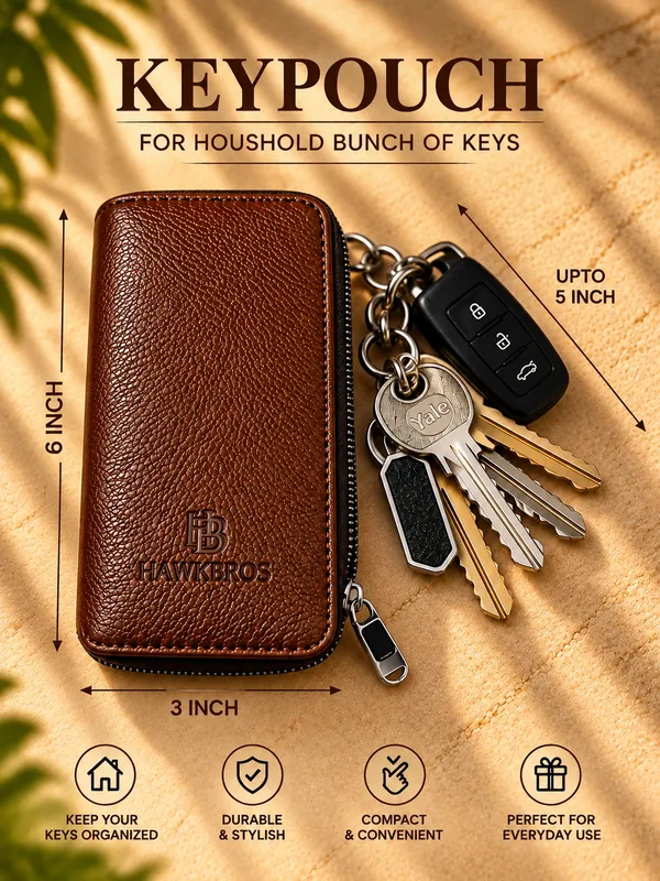 Brown_Faux_Leather_Key_Pouch_For_Unisex
