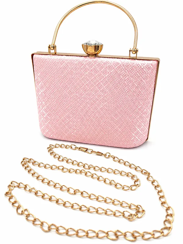 Pink_Faux_Leather_Textured_Box_Clutch_Bag_For_Women