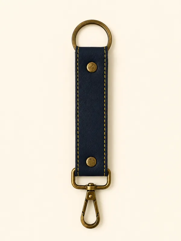 Navy_Faux_Leather_Personalized_Keychain_For_Men