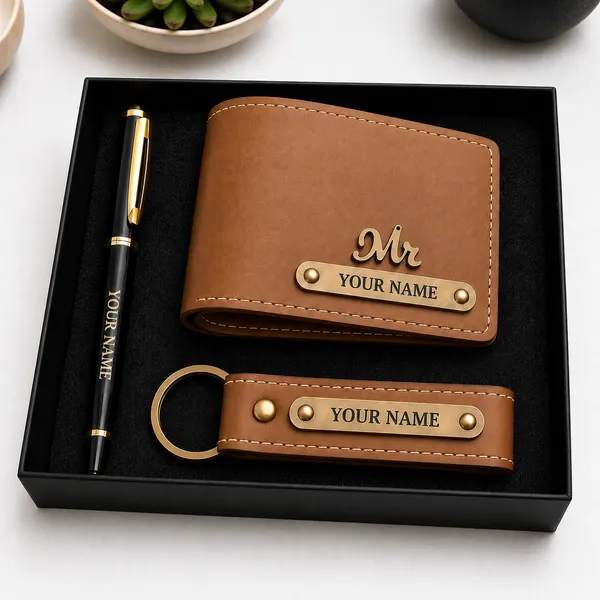 Brown_Faux_Leather_Wallet_Gift_Set_For_Men_Pack_Of_4