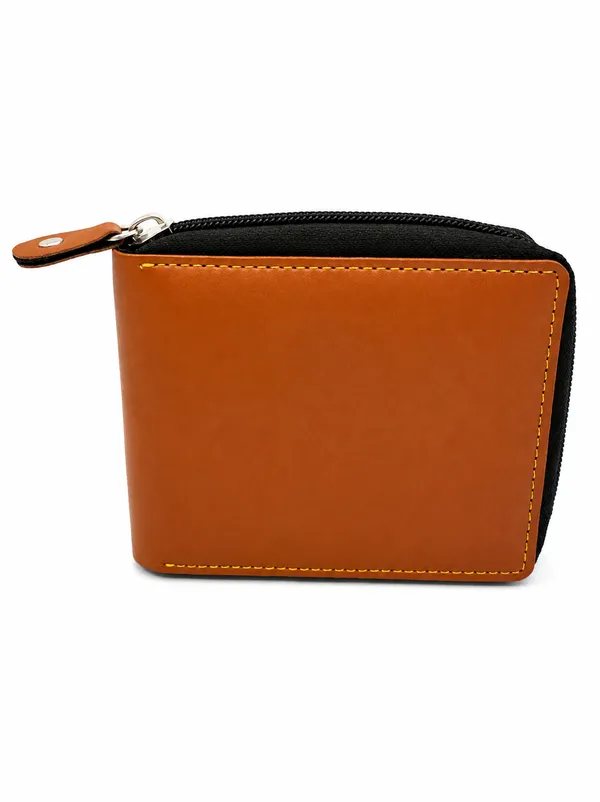 Brown_Faux_Leather_Zip_Wallet_For_Men