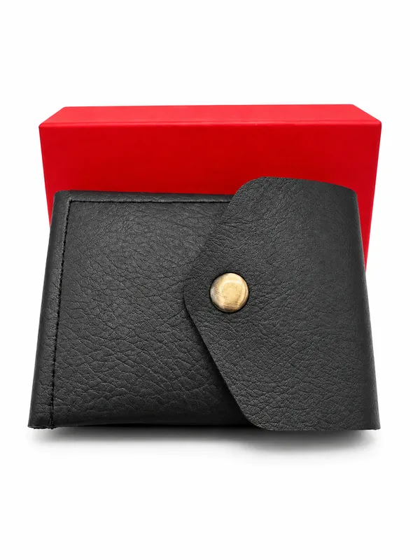 Black_Faux_Leather_Textured_Bifold_Wallet_For_Men