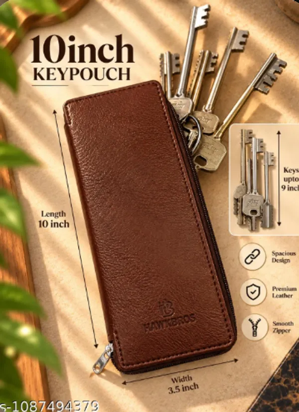 Tan_Faux_Leather_Key_Pouch_For_Unisex