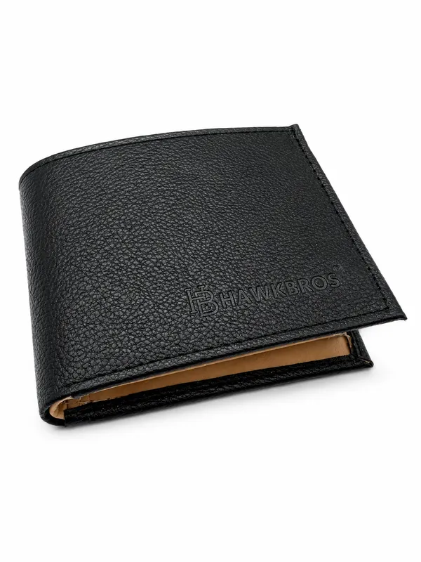 Black_Faux_Leather_Textured_Bifold_Wallet_For_Men