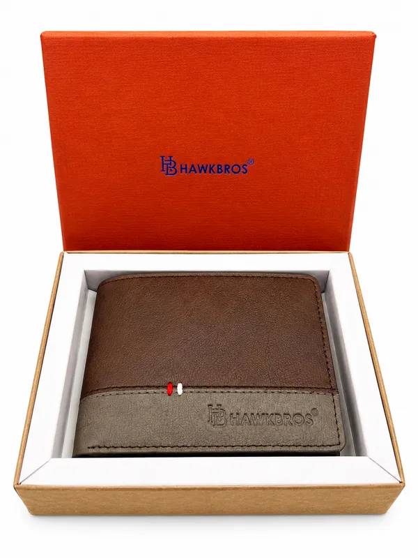 Brown_Faux_Leather_Two-Tone_Bi-Fold_Wallet_For_Men