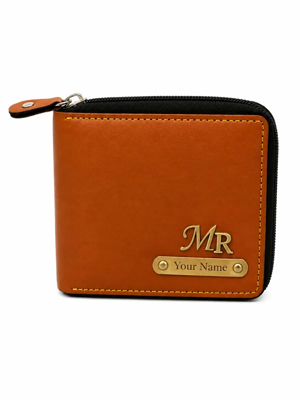 Brown_Faux_Leather_Zip-Around_Zipper_Wallet_For_Men