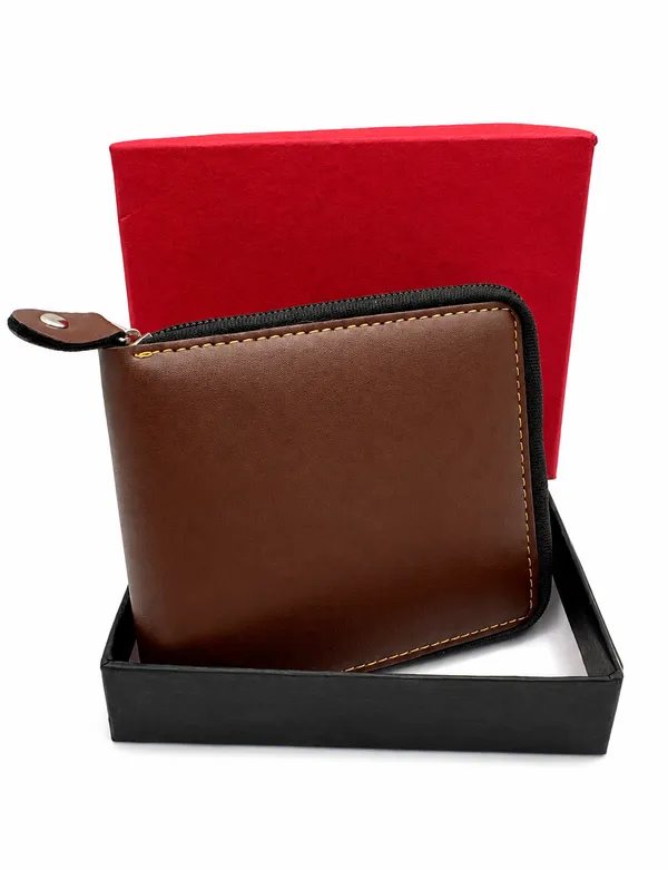 Brown_Faux_Leather_Zip_Around_Wallet_For_Men