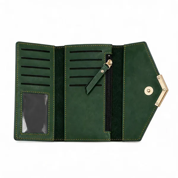 Bottle_Green_Faux_Leather_Long_Wallet_For_Women_Pack_Of_2