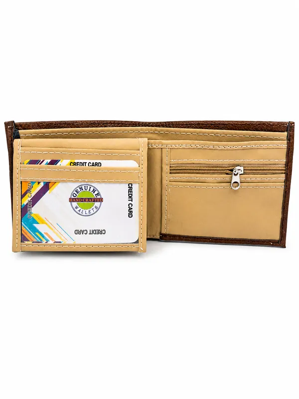 Brown_Faux_Leather_Textured_Bifold_Wallet_For_Men