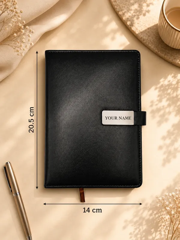 Black_Faux_Leather_Personalized_A5_Notebook