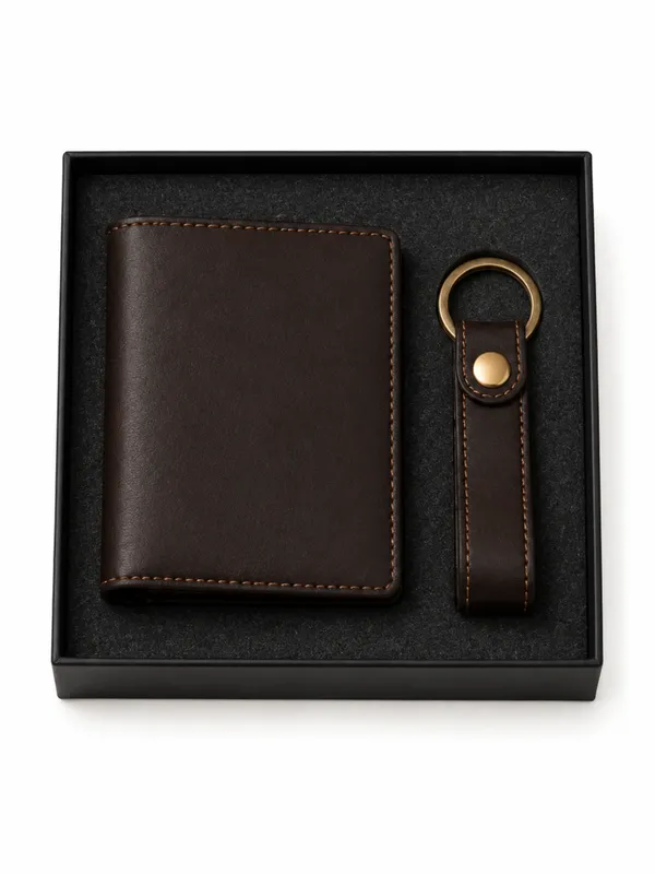 Brown_Faux_Leather_Wallet_And_Keychain_Set_For_Men_Pack_Of_2