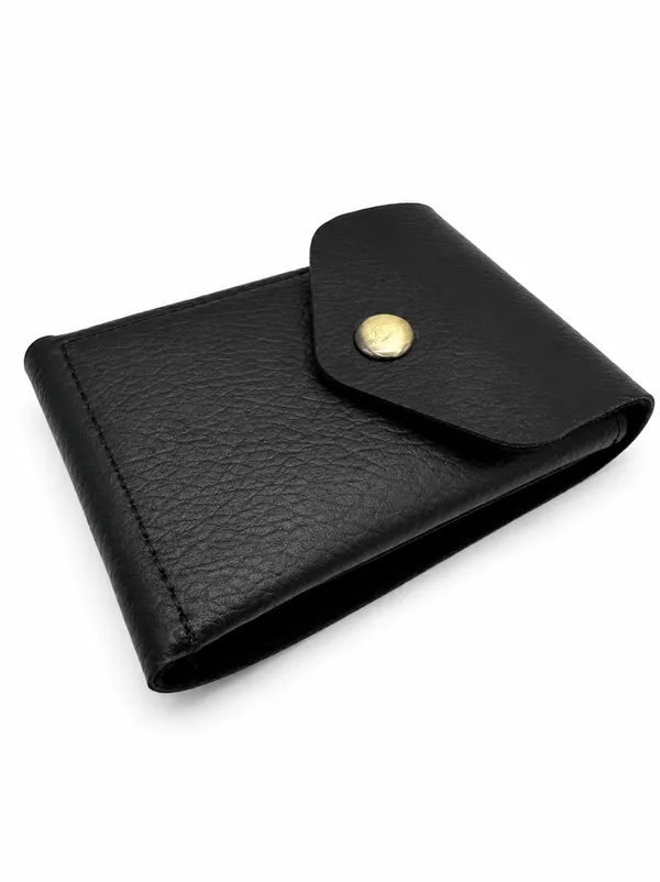Black_Faux_Leather_Textured_Bifold_Wallet_For_Men