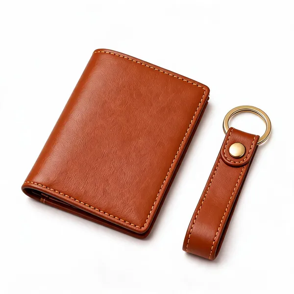 Brown_Faux_Leather_Wallet_And_Keychain_Gift_Set_For_Men_Pack_Of_2
