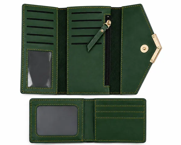 Bottle_Green_Faux_Leather_Long_Wallet_For_Women_Pack_Of_2