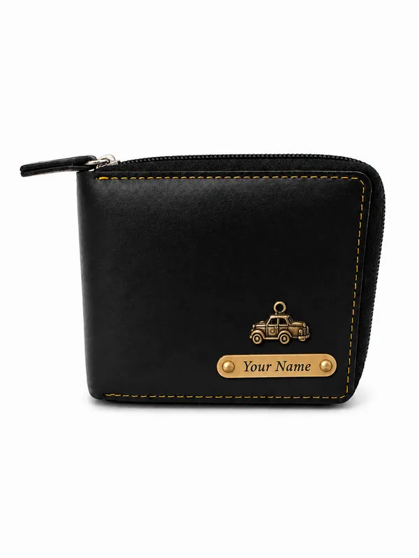 Black_Faux_Leather_Textured_Zip-Around_Wallet_For_Men