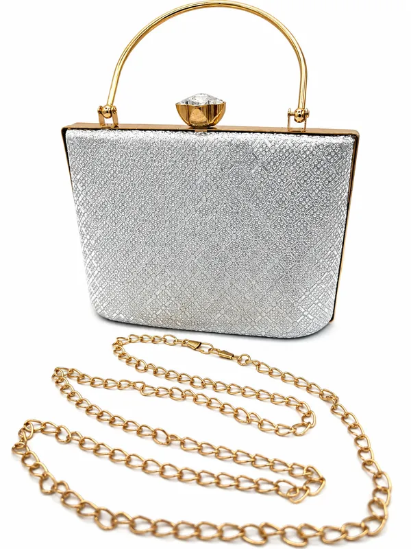 Silver_Metallic_Faux_Leather_Box_Clutch_Bag_For_Women