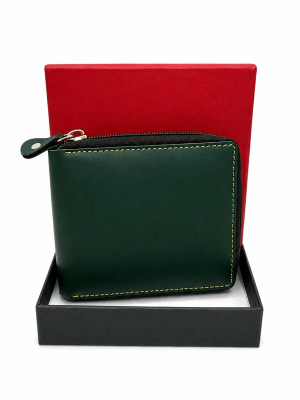 Green_Faux_Leather_Zip_Around_Wallet_For_Men