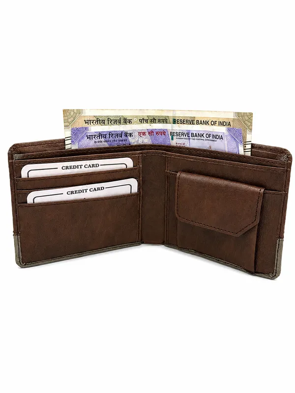 Brown_Faux_Leather_Two-Tone_Bi-Fold_Wallet_For_Men