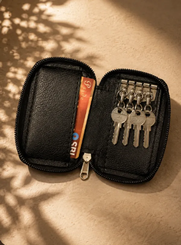 Black_Faux_Leather_Key_Pouch_For_Unisex
