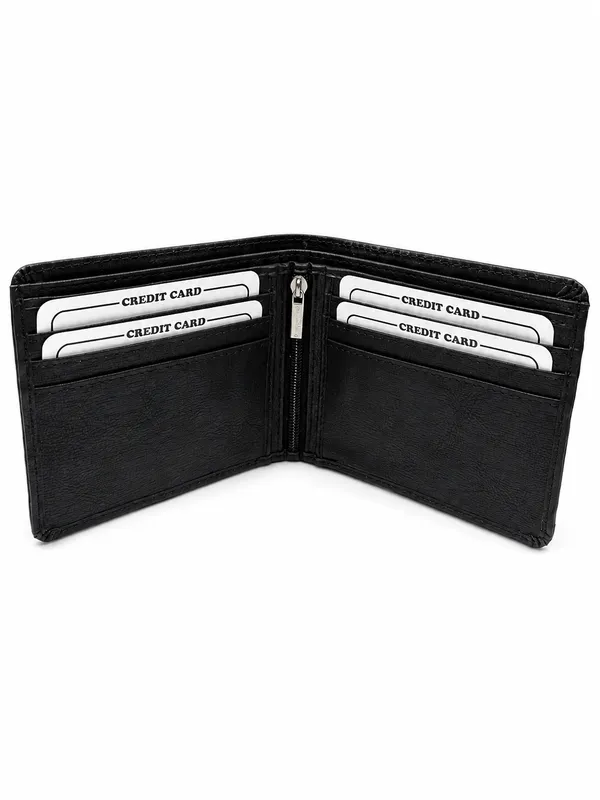 Black_Faux_Leather_Textured_Bifold_Wallet_For_Men